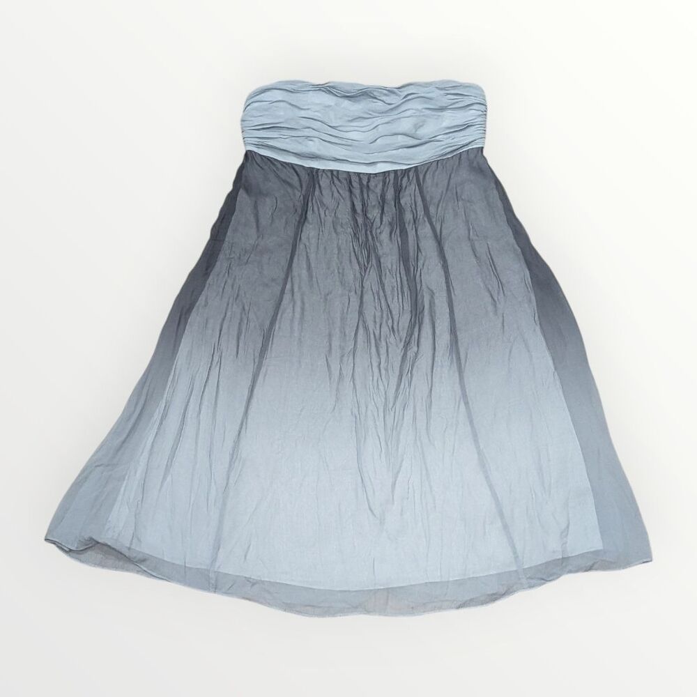 The Limited Strapless Ombre Dress - Blue and Gray 100% silk